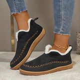 Round Toe Ankle Boots for Women – Cozy Fleece Lining & Stylish Design