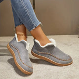Round Toe Ankle Boots for Women – Cozy Fleece Lining & Stylish Design