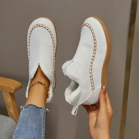 Round Toe Ankle Boots for Women – Cozy Fleece Lining & Stylish Design