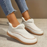 Round Toe Ankle Boots for Women – Cozy Fleece Lining & Stylish Design