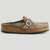 Suede Buckle Clogs for Women – Slip-On Design & Cushioned Cork Support
