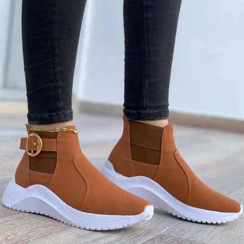 Sleek Platform Ankle Boots for Women – Trendy & Versatile Style