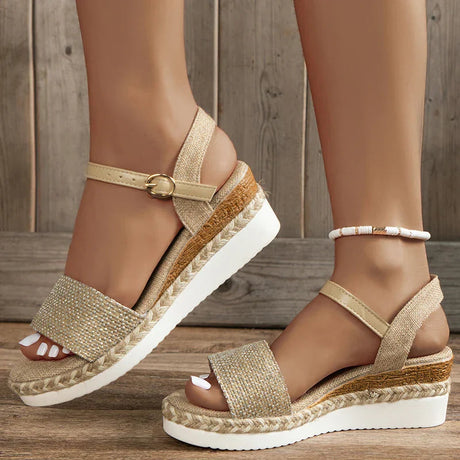 Sparkling Platform Sandals for Women – Stylish & Comfortable Wedge Design