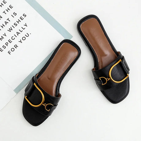 Square Toe Slip-On Sandals for Women – Chic & Comfortable
