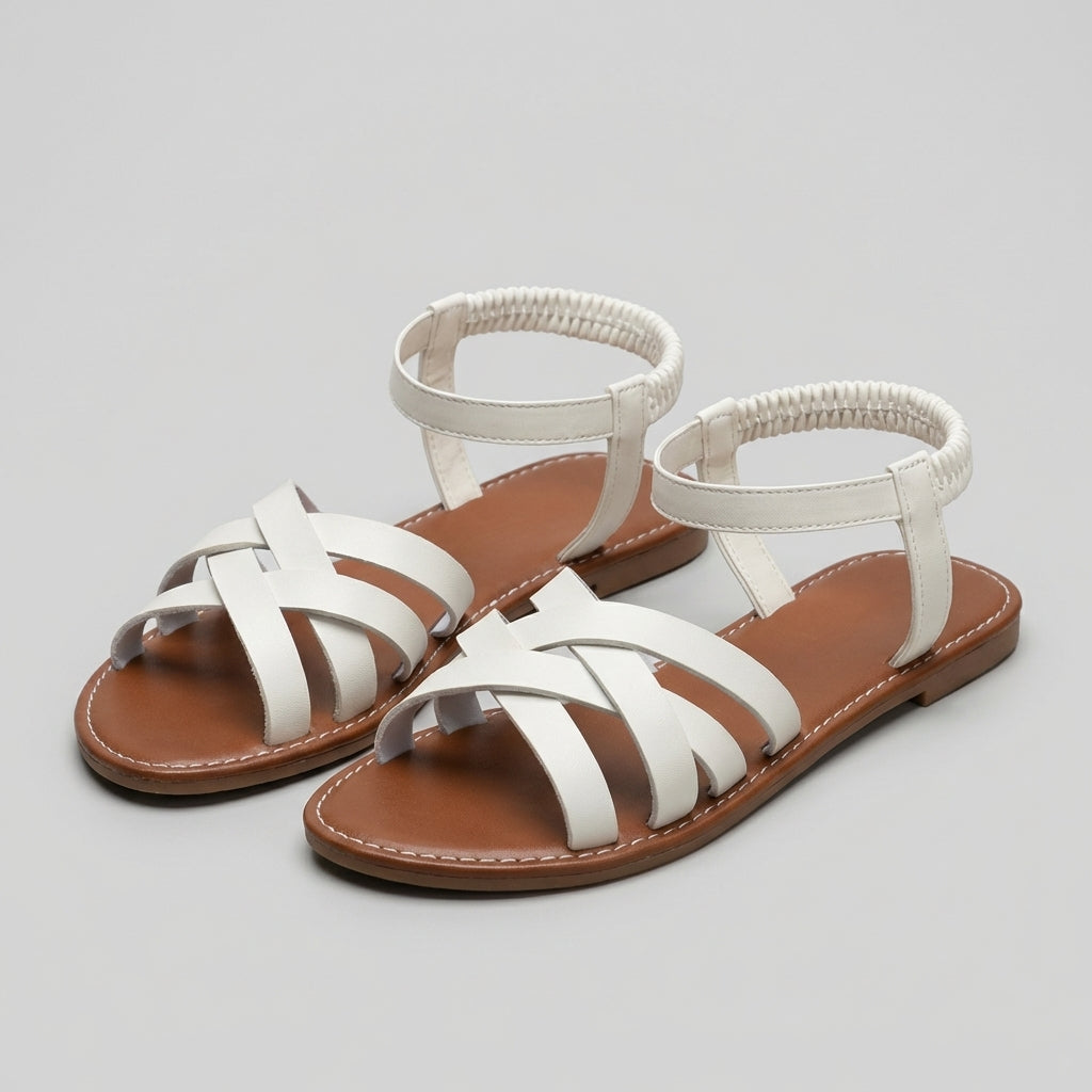 Elastic Strap Flat Sandals – Casual Comfortable Summer Walking Sandals