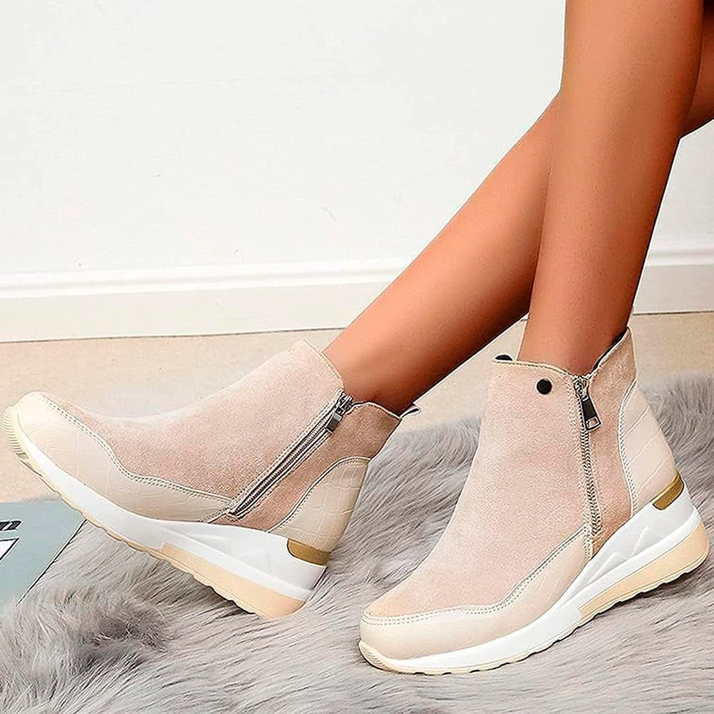 Stylish Wedge Heel Winter Boots for Women - Cushioned Comfort