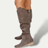 Stylish Low-Heel Suede Cowboy Boots for Women