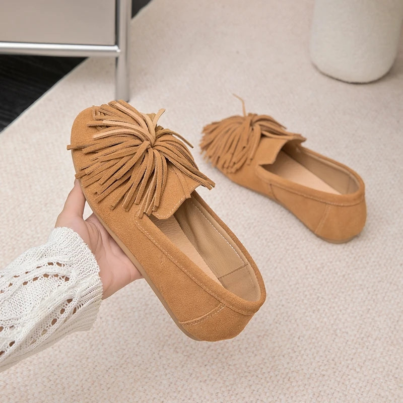 Tassel Black Loafers for Women – Stylish & Comfortable Slip-On Flats