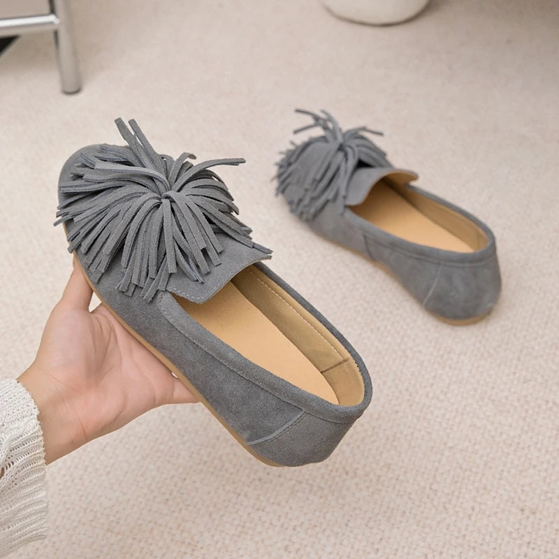 Tassel Black Loafers for Women – Stylish & Comfortable Slip-On Flats