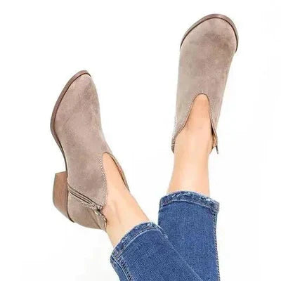 V-Neck Black Ankle Boots for Women – Chic & Comfortable Style