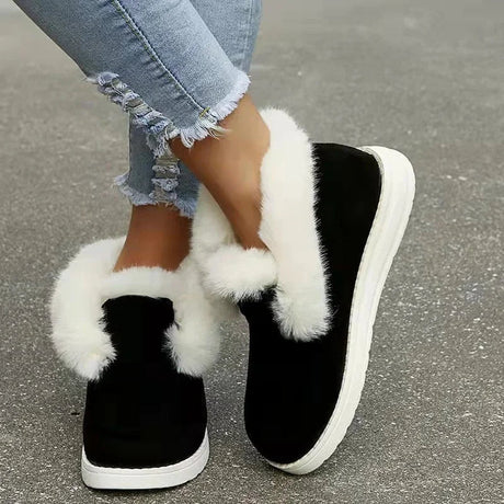 Velvet Black Ankle Boots for Women – Cozy & Elegant Style