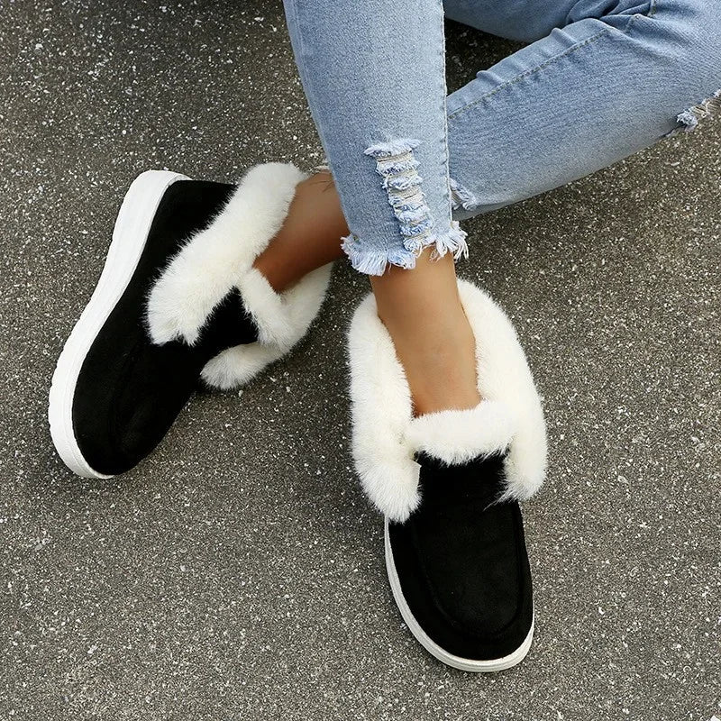 Velvet Black Ankle Boots for Women – Cozy & Elegant Style