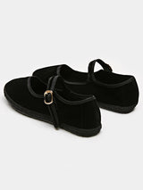 Velvet Mary Jane Flats for Women – Stylish & Comfortable Black Ballet Shoes