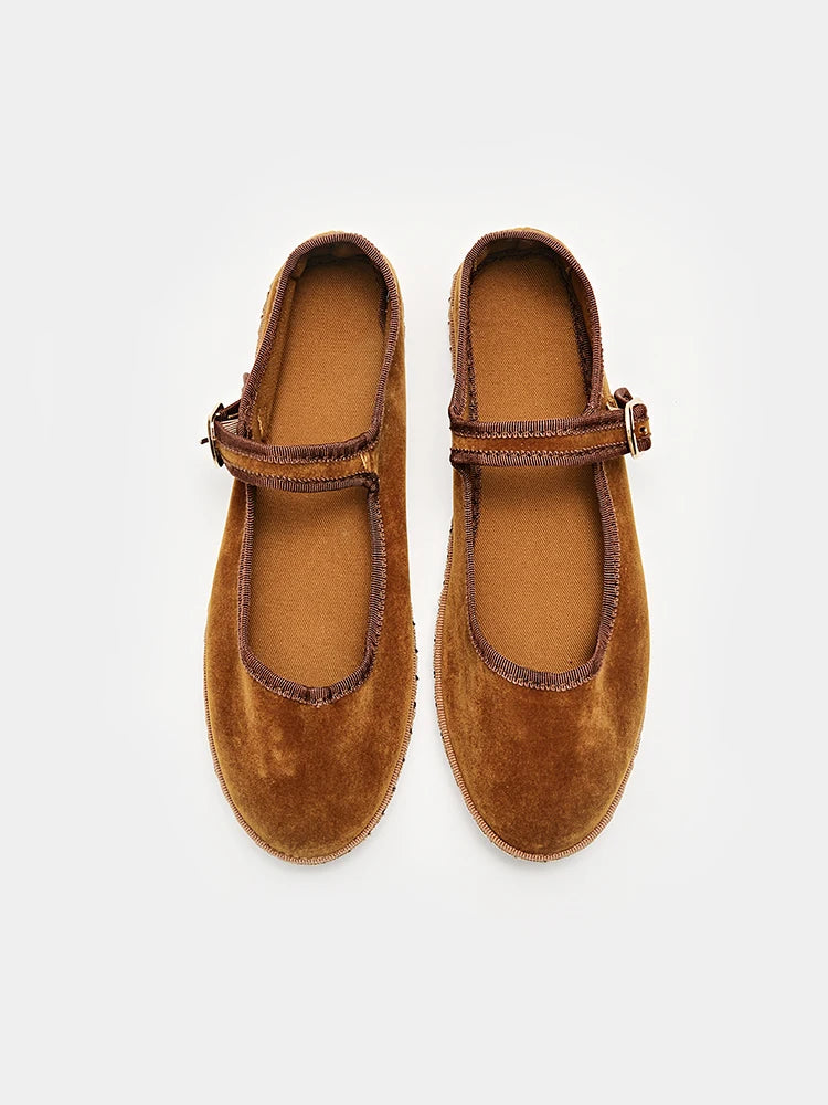 Velvet Mary Jane Flats for Women – Stylish & Comfortable Black Ballet Shoes