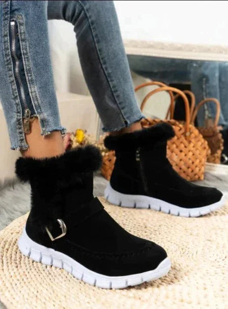 Velvet Mid-Tube Boots for Women – Cozy & Stylish Comfort