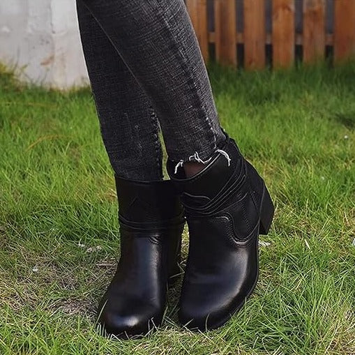 Vintage Lace-Up Ankle Boots for Women – Chic & Comfortable
