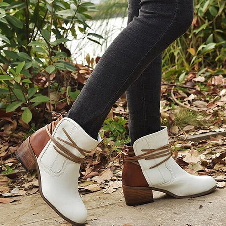 Vintage Lace-Up Ankle Boots for Women – Chic & Comfortable