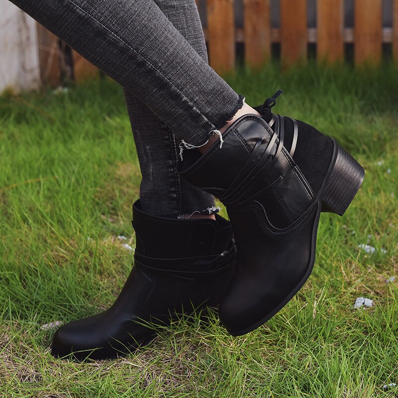 Vintage Lace-Up Ankle Boots for Women – Chic & Comfortable
