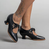 Vintage Mary Jane Heels – Retro Lace-Up Cutout Dress Shoes for Women