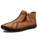 Vintage Hand-Sewn Leather Ankle Boots for Men – Stylish & Durable 0
