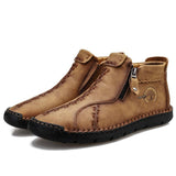 Vintage Hand-Sewn Leather Ankle Boots for Men – Stylish & Durable 7