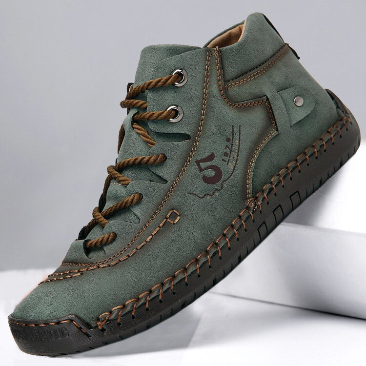Vintage Lace-Up Black Ankle Boots for Men – Comfortable & Stylish 1