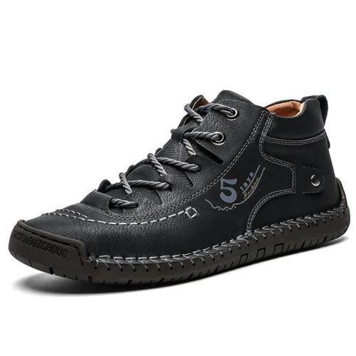 Vintage Lace-Up Black Ankle Boots for Men – Comfortable & Stylish 5