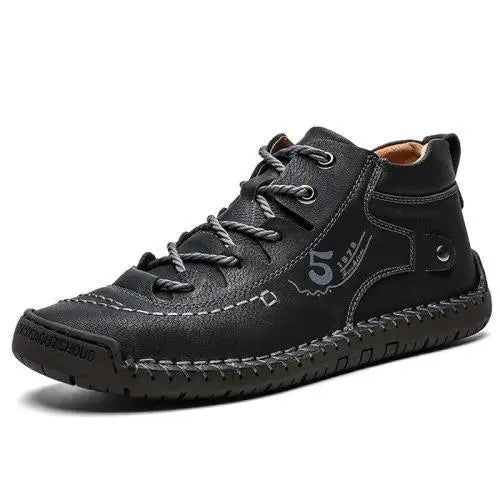 Vintage Lace-Up Black Ankle Boots for Men – Comfortable & Stylish 5