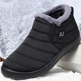 Waterproof Black Ankle Boots for Men – Warm Fur Lining & Slip-On Comfort 1