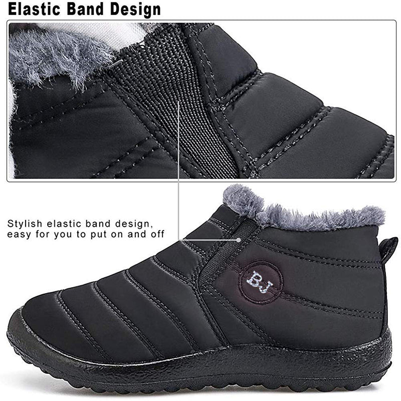 Waterproof Black Ankle Boots for Men – Warm Fur Lining & Slip-On Comfort 4