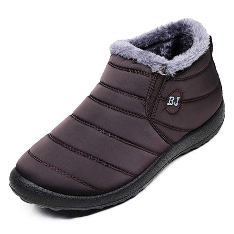 Waterproof Black Ankle Boots for Men – Warm Fur Lining & Slip-On Comfort 8