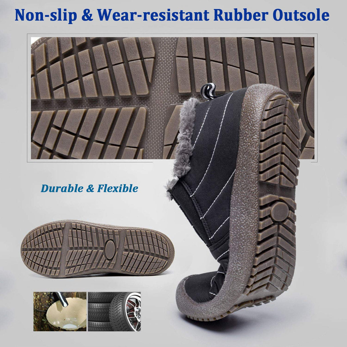 Waterproof Black Ankle Boots for Men – Warm & Anti-Slip Design 3
