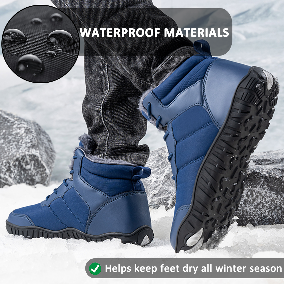 Waterproof Winter Barefoot Shoes for Men – Comfortable & Supportive 1