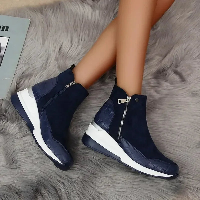 Wedge Black Ankle Boots for Women – Chic & Comfortable Platform Style