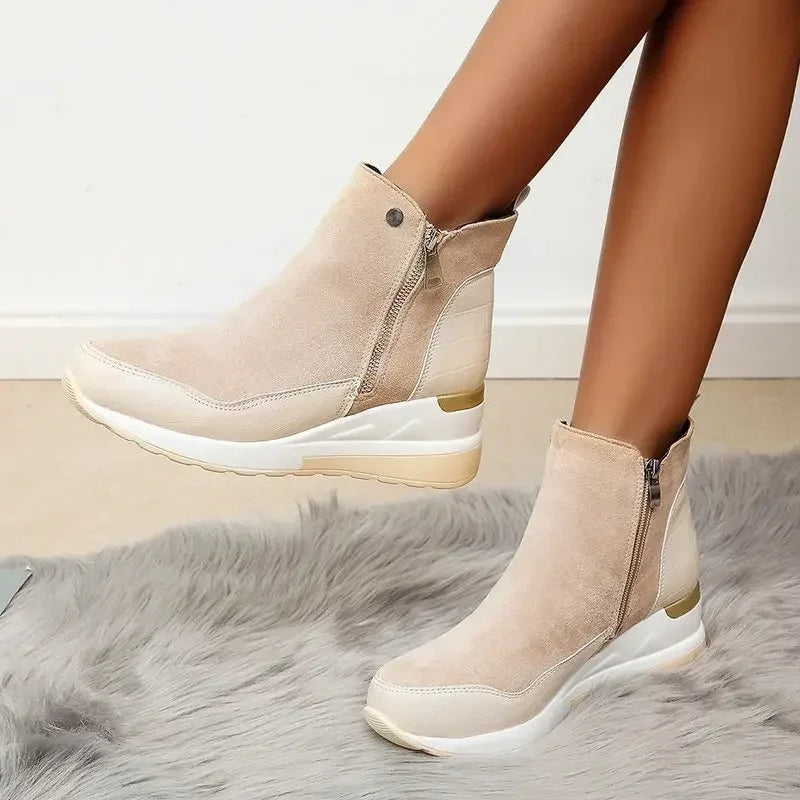 Wedge Black Ankle Boots for Women – Chic & Comfortable Platform Style