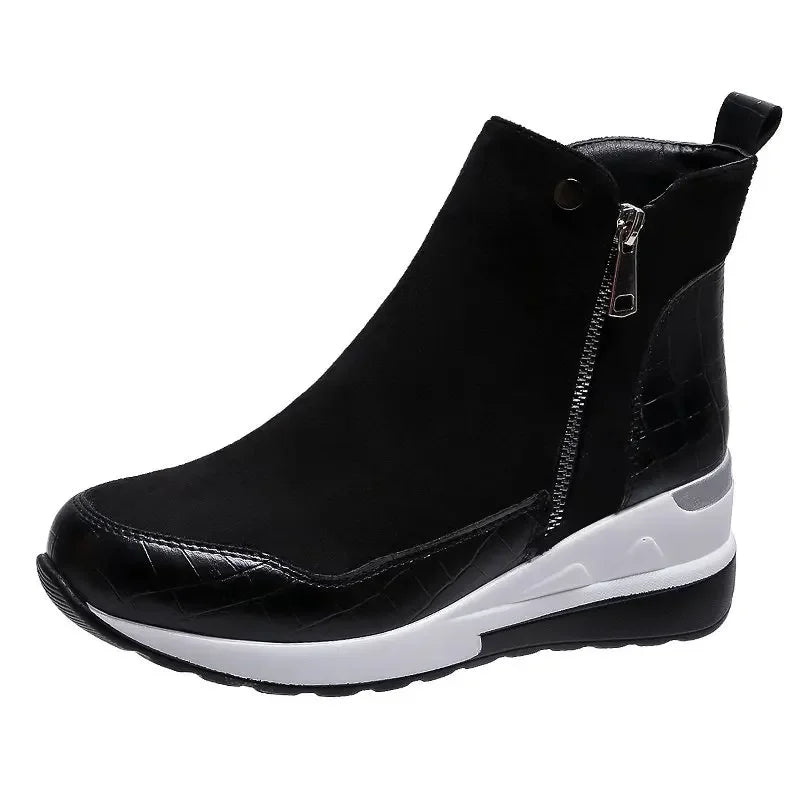 Wedge Black Ankle Boots for Women – Chic & Comfortable Platform Style