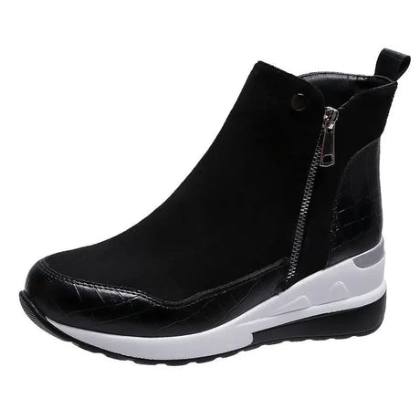 Wedge Black Ankle Boots for Women – Chic & Comfortable Platform Style