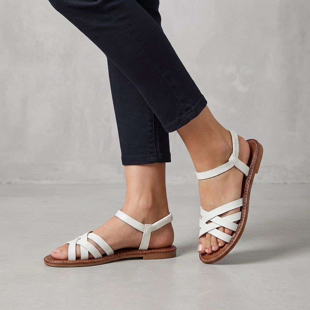 Elastic Strap Flat Sandals – Casual Comfortable Summer Walking Sandals