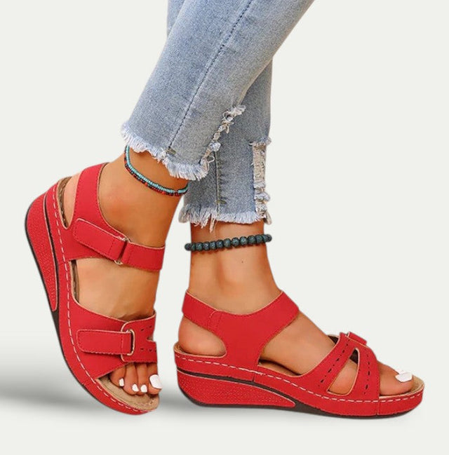 Women Leather Open Toe Casual Sandals