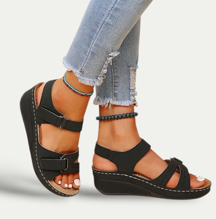 Women Leather Open Toe Casual Sandals