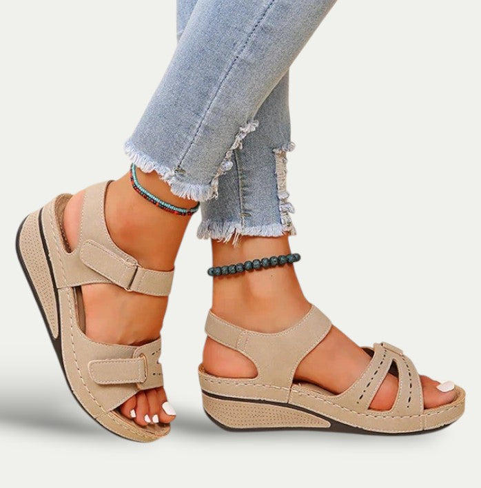 Women Leather Open Toe Casual Sandals