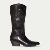 Women Leather Western Calf High Pointed Toe Boots