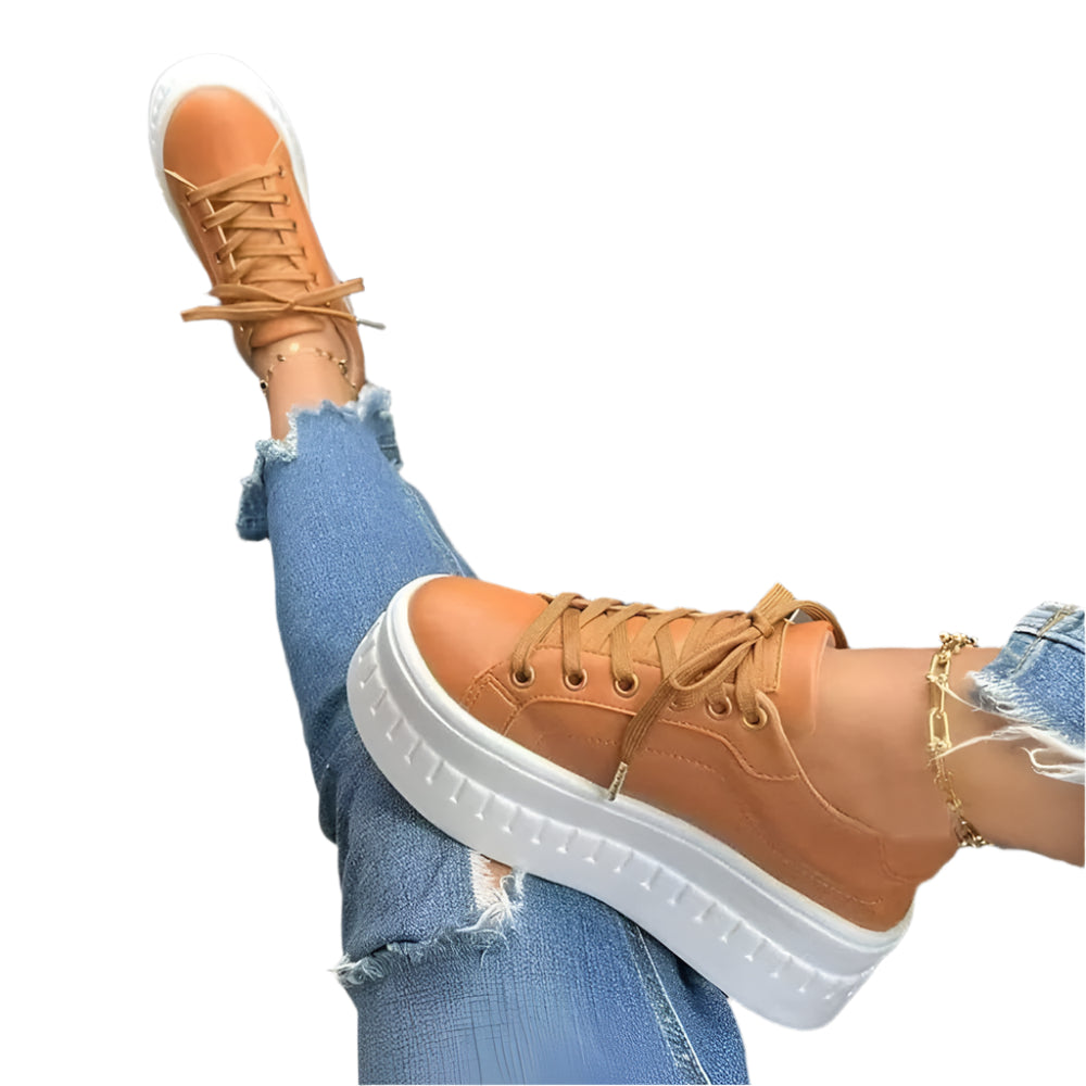 Evie – Women's White Plateau Sneakers – Stylish & Comfortable