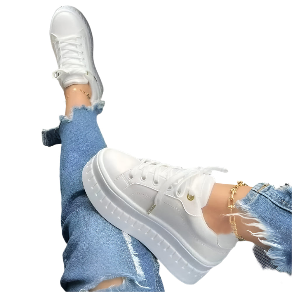 Evie – Women's White Plateau Sneakers – Stylish & Comfortable