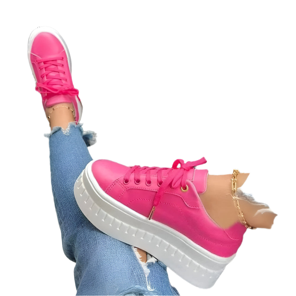 Evie – Women's White Plateau Sneakers – Stylish & Comfortable