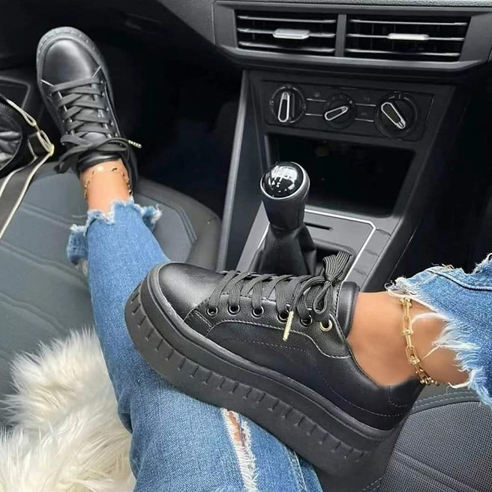 Evie – Women's White Plateau Sneakers – Stylish & Comfortable