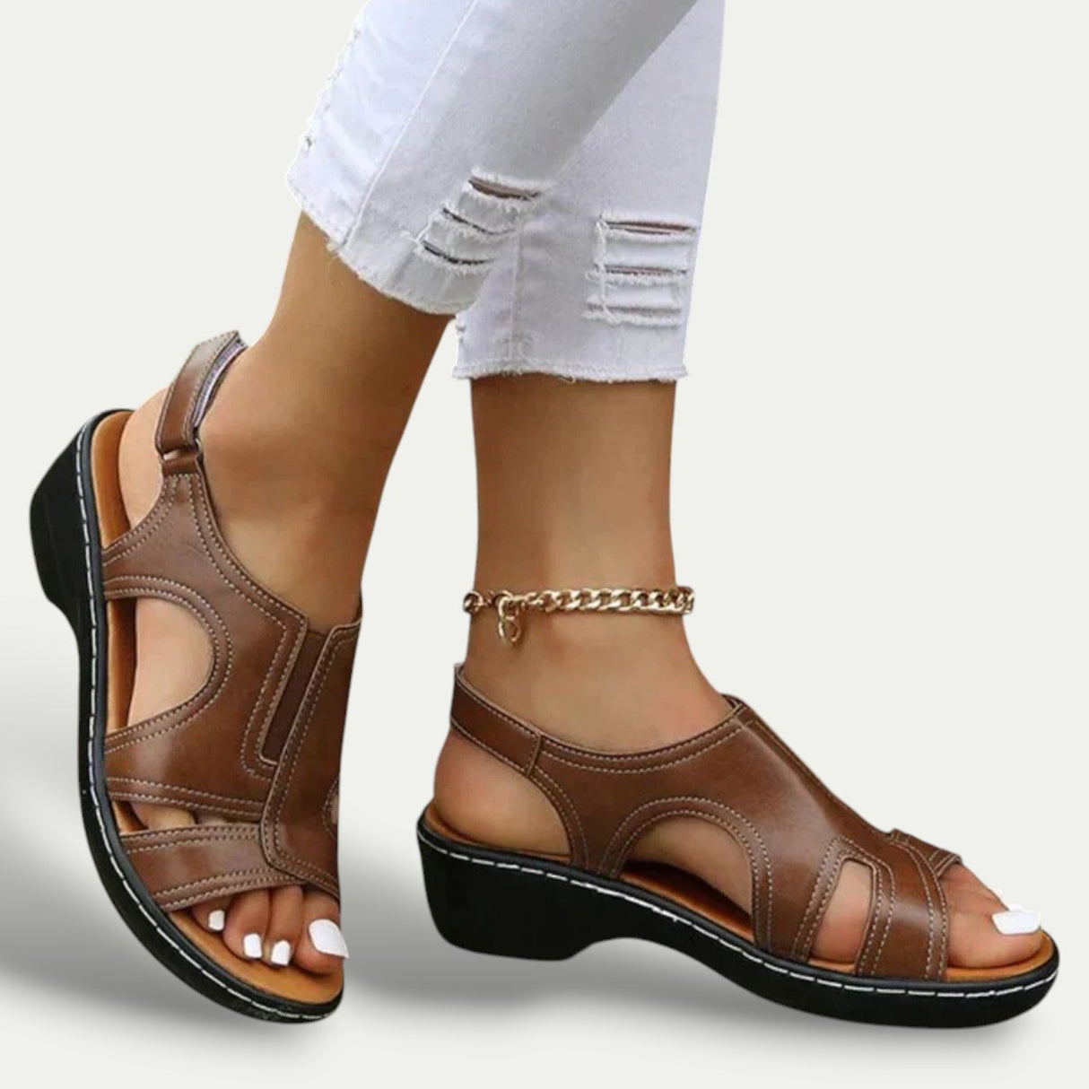Women's Leather Sandals Comfortable Arch Support