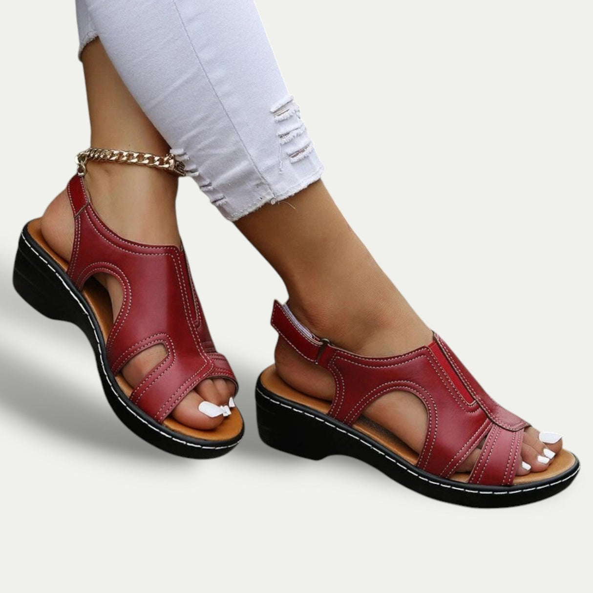 Women's Leather Sandals Comfortable Arch Support