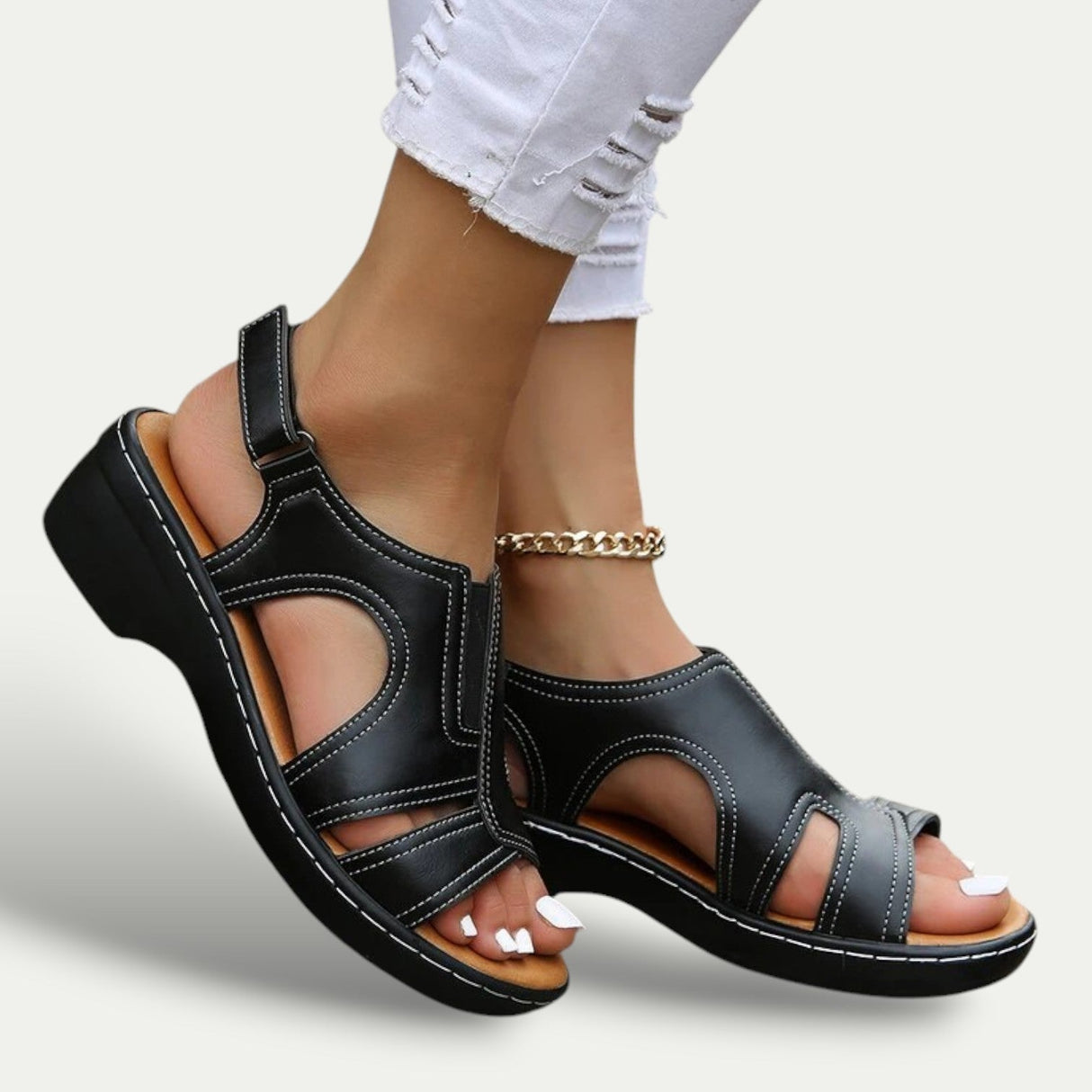 Women's Leather Sandals Comfortable Arch Support
