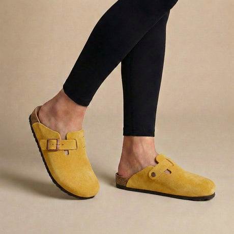 Suede Clogs for Women – Adjustable Strap & All-Day Support